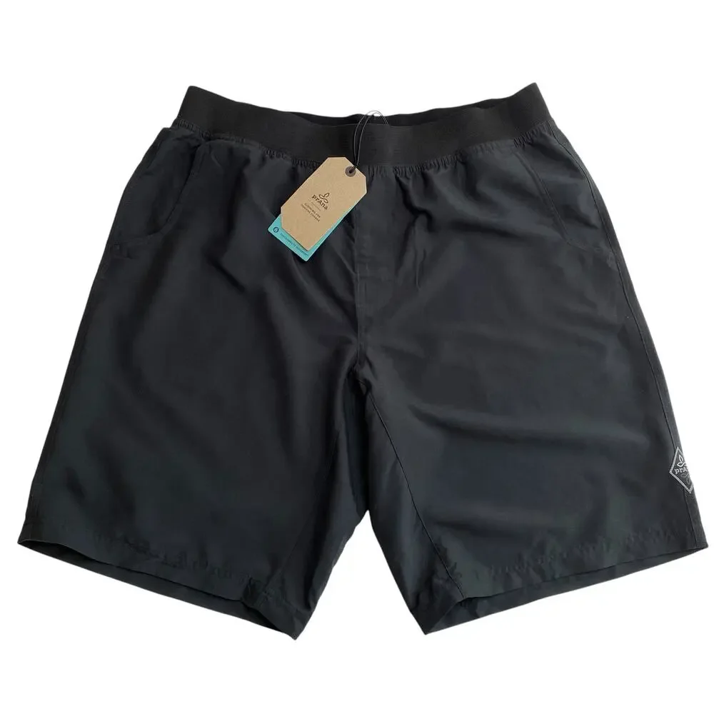 New Prana Mojo Shorts Stretch‎ Waist Men's Large Black Activewear Lightweight